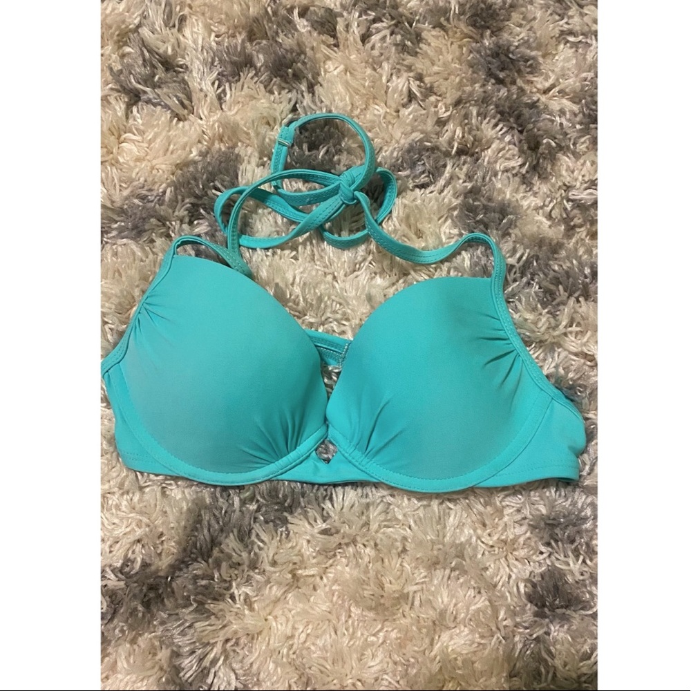 Small teal halter bikini top